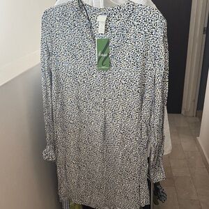 H&M Blue and White Patterned Dress